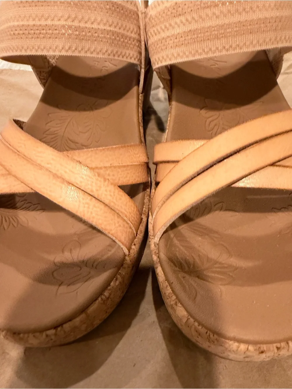 Skechers Women's Tan Strappy Elastic Back Sandals